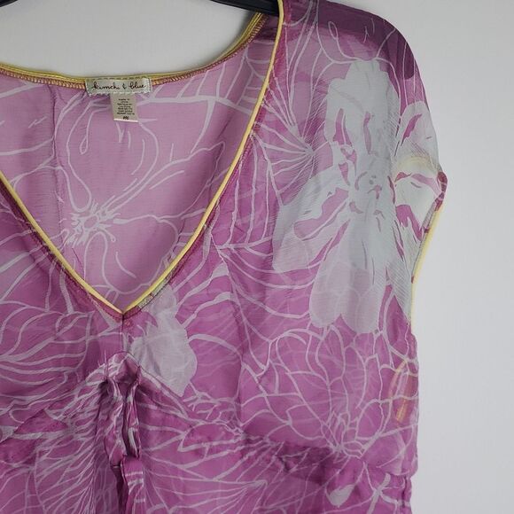 Urban Outfitters Kimchi Blue Silk Flowy Sheer Purple Floral Swim Cover-Up Size M - Picture 3 of 11